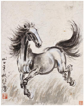 徐悲鸿 奔马图 镜心32×26cm