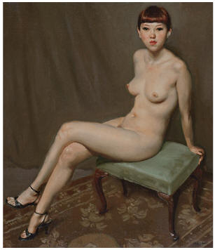 陈丹青 2003年作 绿凳小憩53×45.5cm