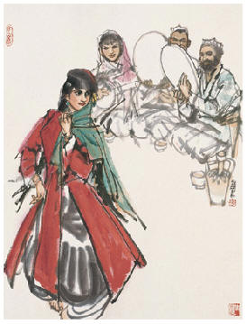 史国良 新疆舞 立轴69×52.5cm