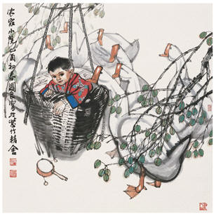 史国良 2005年作 农家小院 立轴39×39cm
