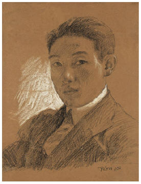 徐悲鸿 1922年作 自画像21×16cm