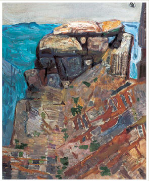 戴士和 2005年作 海边石61×50cm