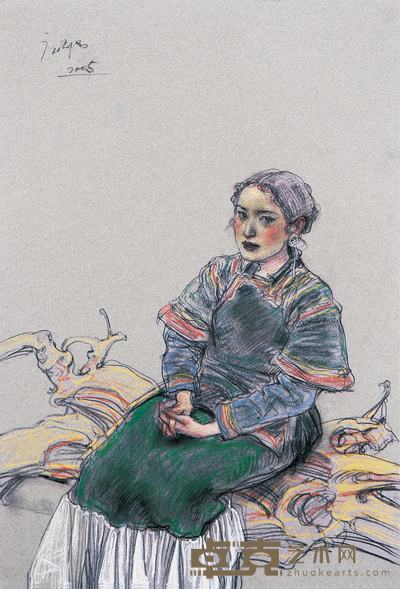 庞茂琨 2005年作 少女肖像 38×55cm