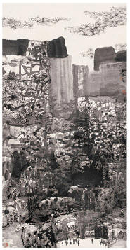樊枫 城市系列 水墨纸本134×68cm