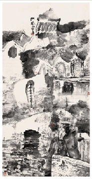 樊枫 城市系列 水墨纸本134×68cm
