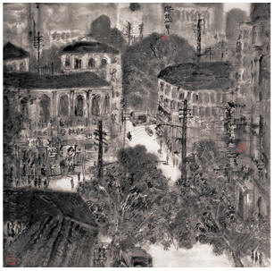 樊枫 城市系列 水墨纸本69.5×68.5cm