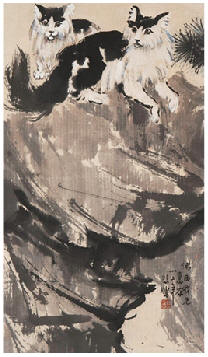 徐悲鸿 猫 立轴60×35cm