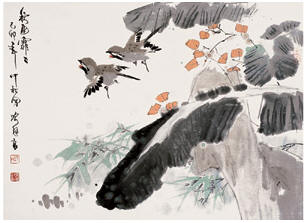 喻继高 1999年作 秋雨霏霏 镜心45×62cm