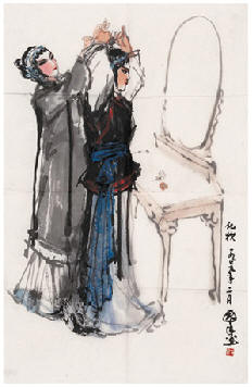 史国良 1979年作 梳妆图 镜心68×44cm