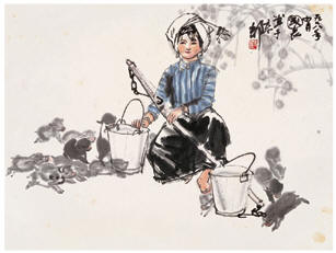 史国良 1978年作 傣族少女 镜心34×46cm