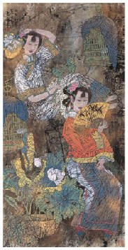 徐惠泉 2006年作 疏影 镜心136×68cm