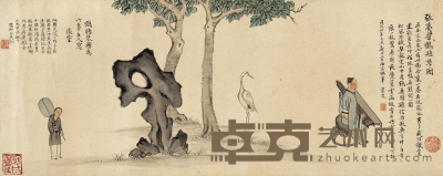 顾曾寿 1864年作 鹤听琴图 手卷 21.5×54cm