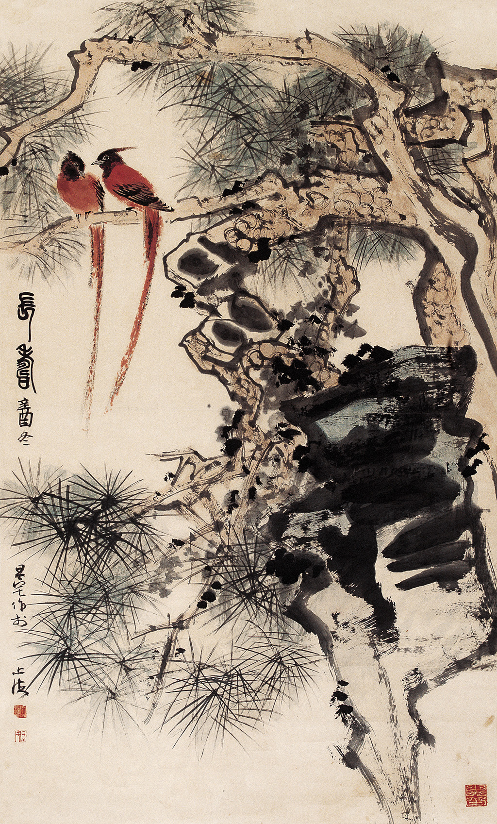 刘旦宅 1981年作 松石双寿 立轴96×58.5cm