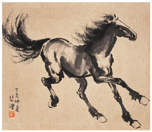 徐悲鸿 1937年作 奔马 立轴41×47cm