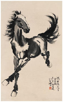 徐悲鸿 奔马 立轴79×49cm