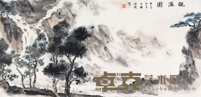 傅二石（b. 1936）  观瀑图 138×67    cm