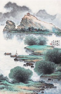 卢星堂 （b.1938） 大江小泊图