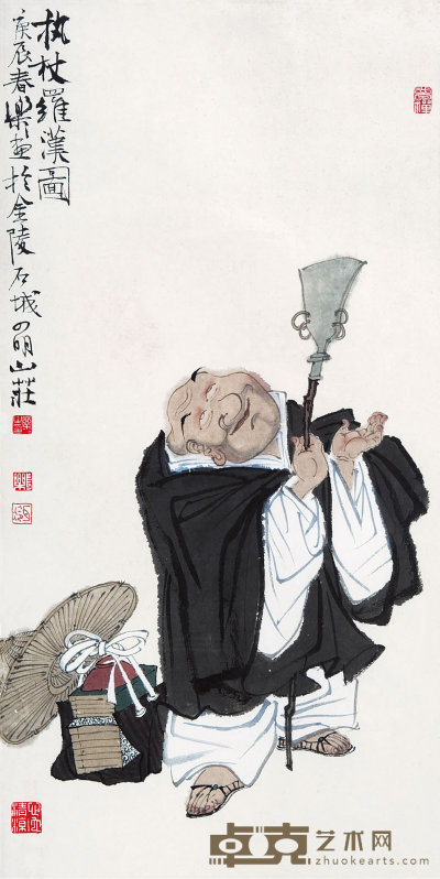 徐乐乐（b.1955）  执杖罗汉图 70×34.5    cm