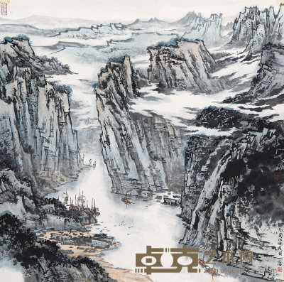 宋文治（1919-1999）  蜀江晓发图 68×68.5cm