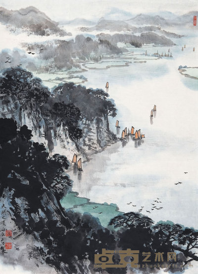 宋文治（1919-1999）  太湖之滨 70×50cm