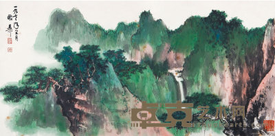 谢稚柳 （1910-1997）  青绿山水 40×78  cm