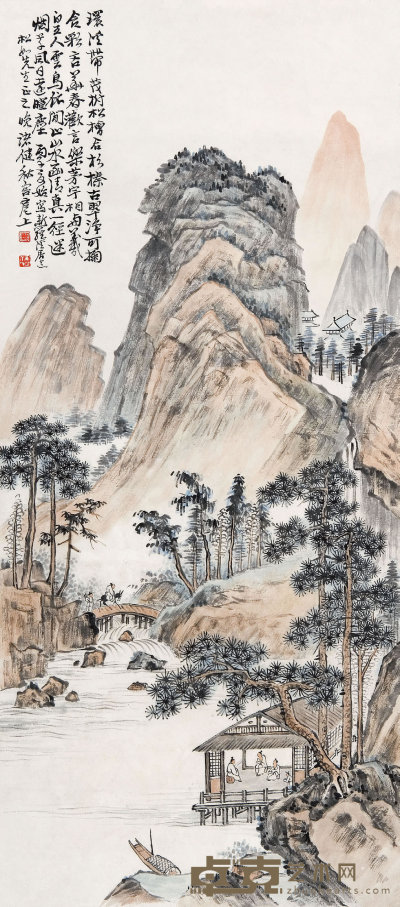 诸健秋（b.1891）  山水 96×42.5  cm