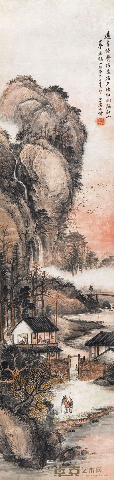 吴石仙 （1845-1916）  山水 135×32  cm