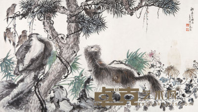 陈崇光（1839-1896）  花鸟 118×68  cm