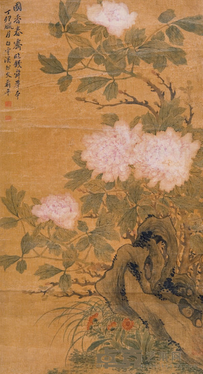 恽南田（款）  国香春霁 76×42 cm
