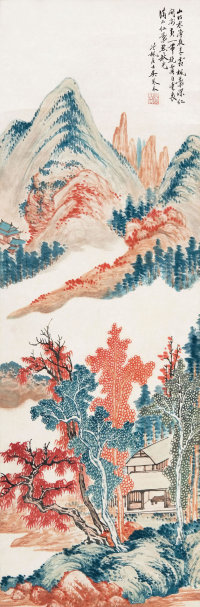 吴琴木（1894-1953）  秋山红树图