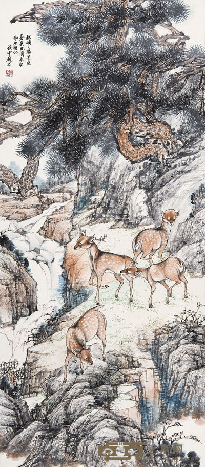 谈云观 (1909-2001) 松鹿图 122×53cm