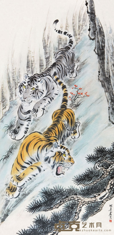 胡爽庵(1916—1988) 猛虎图 134×65cm