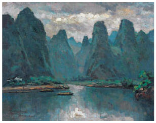 徐悲鸿 1934年作 漓江风景69×89cm