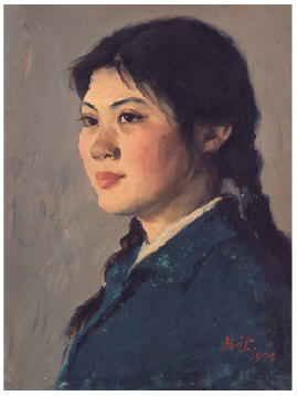 靳尚谊 1976年作 女子肖像40×30cm