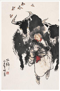 王明明 乙丑（1985）年作 牧归 镜心66×44cm