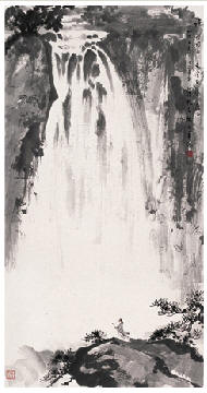 傅抱石 1962年作 观瀑图 立轴91×47cm