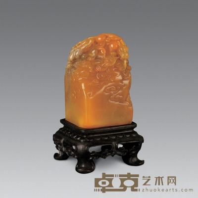 田黄石金包银云螭纹方章 高4.8cm