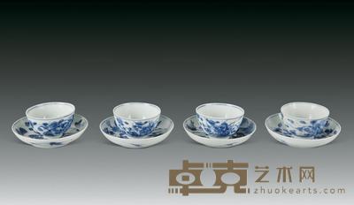 清 青花花卉茶盏一组（四套） 11×7×5cm