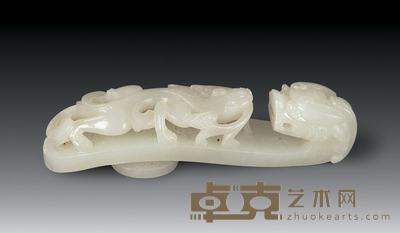 清 白玉龙带钩 长10.5cm