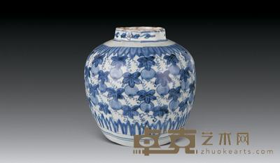 明万历 青花“瓜跌绵绵”罐 高18cm