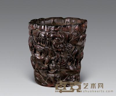 清 十二生肖竹笔筒 13×15cm
