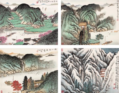 宋玉麟 四季山水 镜心