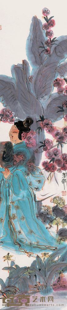 杨春华 2004年作 仕女 镜心 137×34cm