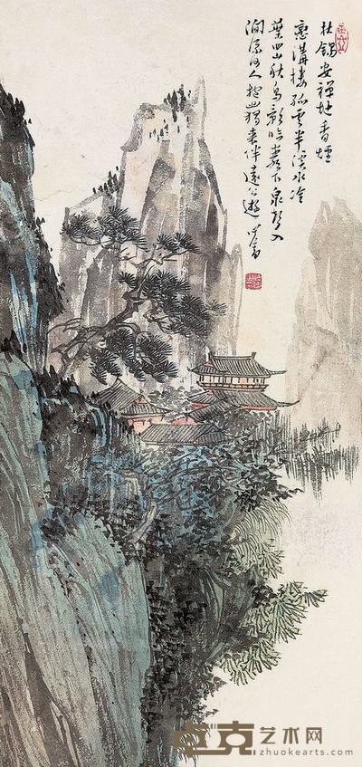 溥儒 山水 立轴 50×23cm