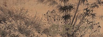 无款 兰花竹石图 立轴 258×94cm