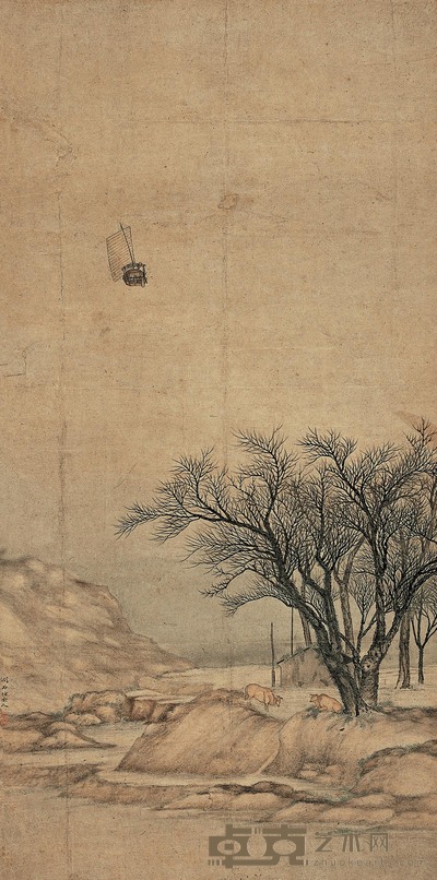 蔡润石 牧牛图 立轴 91.5×44cm