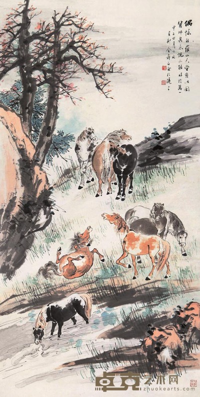 金榕 甲子（1924年）作 马 立轴 165×84cm