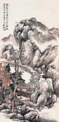 吴伯滔 戊寅（1878年）作 山水 立轴