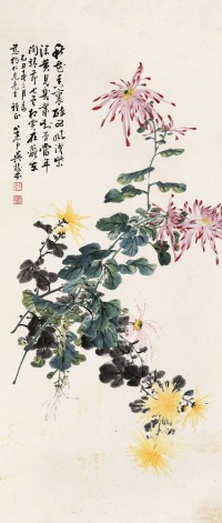 吴树本 乙丑（1925年）作 花卉 立轴