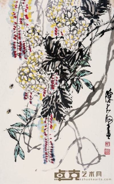 陈大羽 紫藤蜜蜂 镜心 95.5×59.5cm